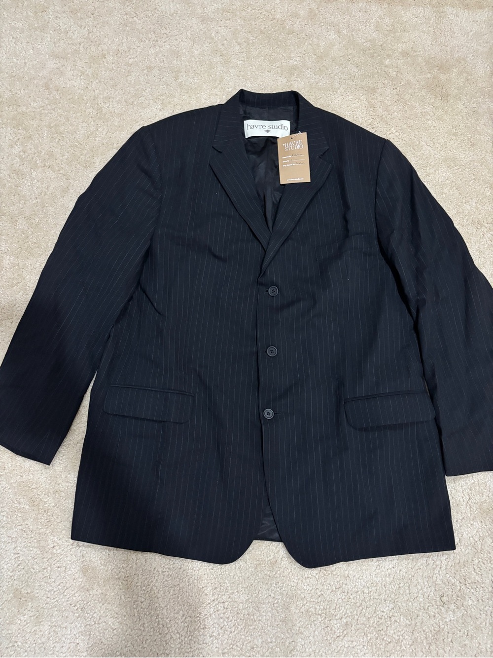 Havre Studio Oversize Black Pinstripe Blazer NWT